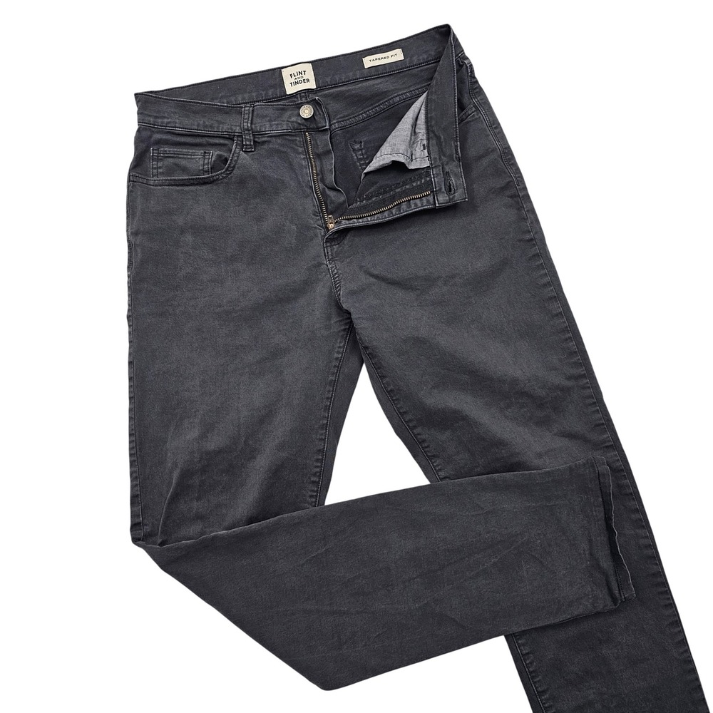 Flint and Tinder Jeans Mens 30x32 Charcoal Grey Tapered Fit Stretch Rugged